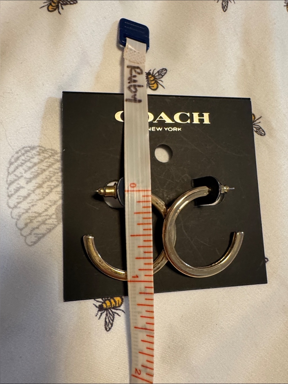 Coach Gold-Tone C-Shaped Hoop Earrings - Picture 2 of 4